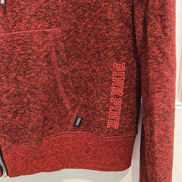 PINK Zip Up Red Hoodie Size Small - Picture 2 of 9